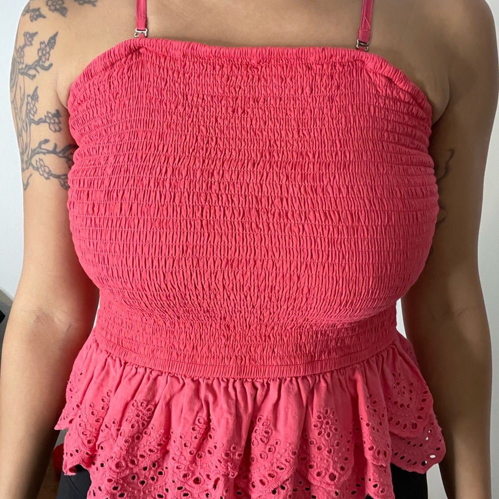 Chic Red Smocked Tank/Tube Top